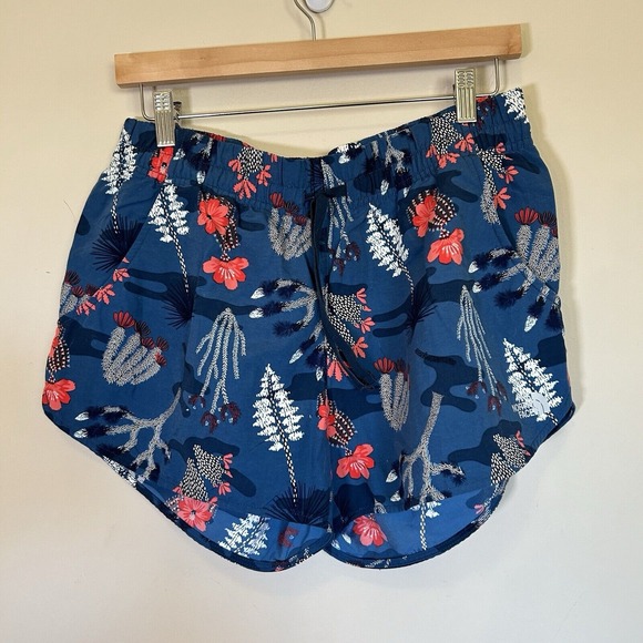 THE NORTH FACE WOMEN'S BLUE FLORAL ELASTIC WAIST BACK‎ ZIPPED POCKET SHORTS Med - Picture 1 of 8